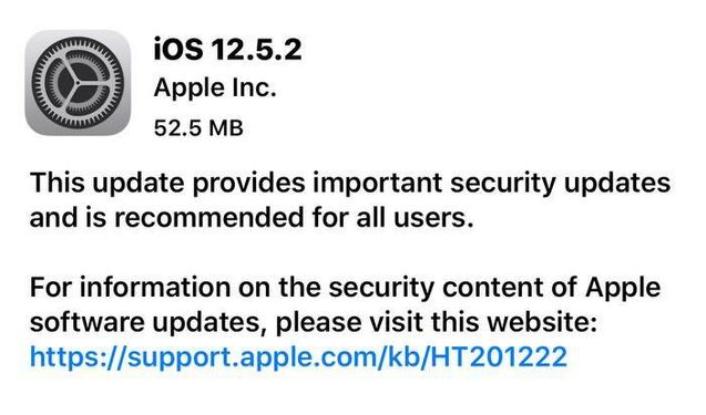 锦山镇苹果手机维修分享iOS12.5.2发布，建议所有老苹果用户安装 